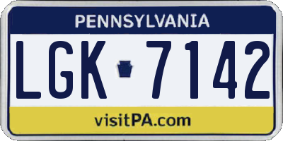 PA license plate LGK7142