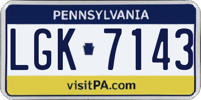 PA license plate LGK7143