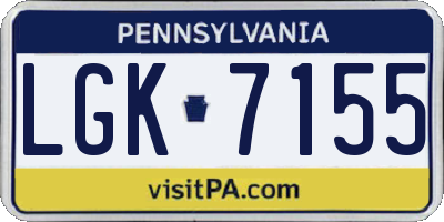 PA license plate LGK7155