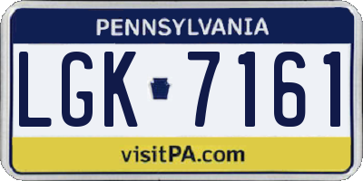 PA license plate LGK7161
