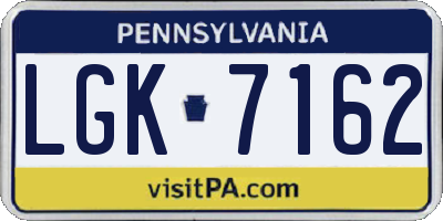 PA license plate LGK7162