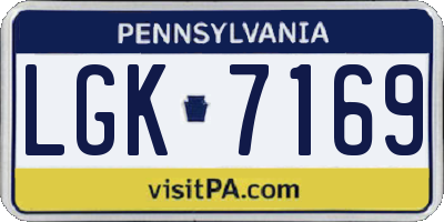 PA license plate LGK7169