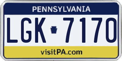 PA license plate LGK7170