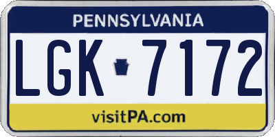 PA license plate LGK7172