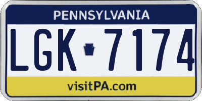 PA license plate LGK7174