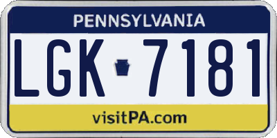 PA license plate LGK7181