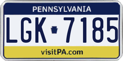 PA license plate LGK7185