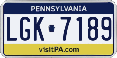 PA license plate LGK7189