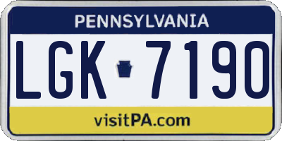 PA license plate LGK7190
