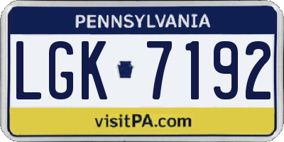PA license plate LGK7192