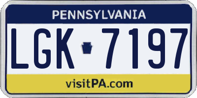 PA license plate LGK7197