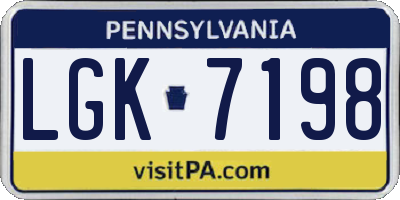 PA license plate LGK7198