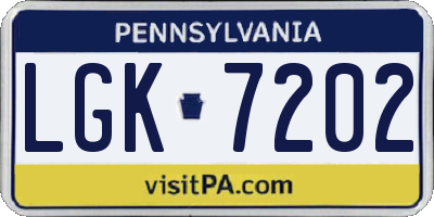 PA license plate LGK7202