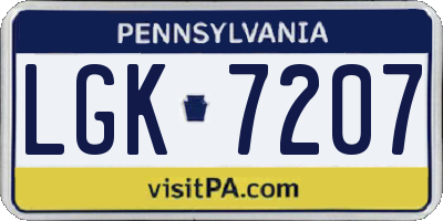 PA license plate LGK7207