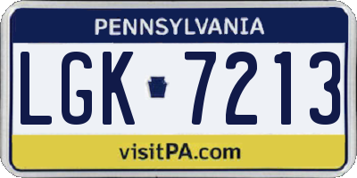 PA license plate LGK7213
