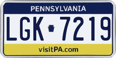 PA license plate LGK7219