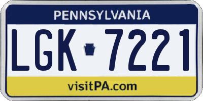 PA license plate LGK7221