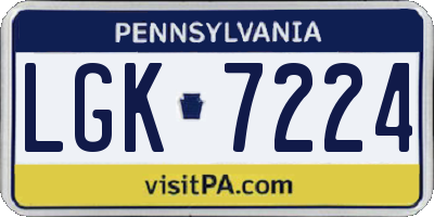 PA license plate LGK7224
