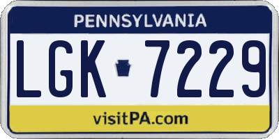PA license plate LGK7229