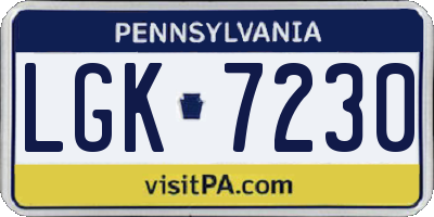 PA license plate LGK7230