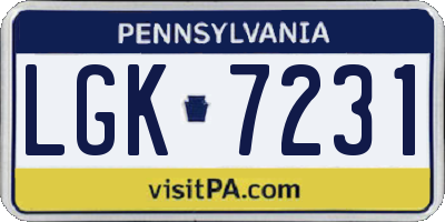 PA license plate LGK7231