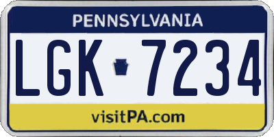 PA license plate LGK7234