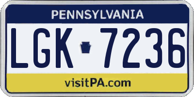 PA license plate LGK7236