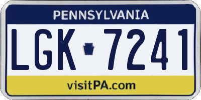 PA license plate LGK7241