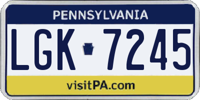 PA license plate LGK7245