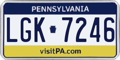 PA license plate LGK7246