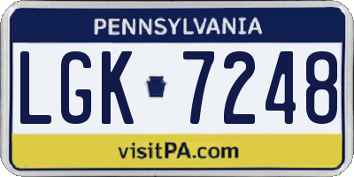 PA license plate LGK7248