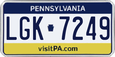 PA license plate LGK7249