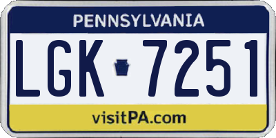 PA license plate LGK7251