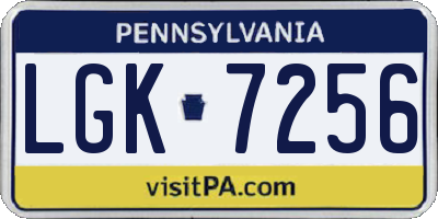 PA license plate LGK7256