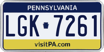PA license plate LGK7261