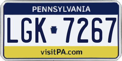 PA license plate LGK7267