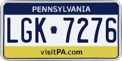 PA license plate LGK7276