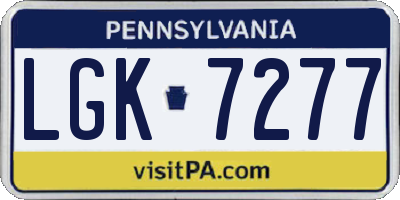 PA license plate LGK7277