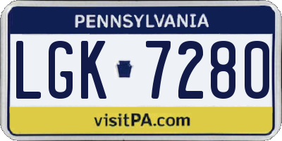 PA license plate LGK7280
