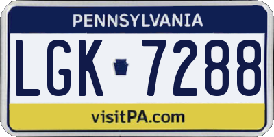 PA license plate LGK7288
