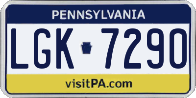 PA license plate LGK7290