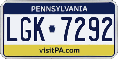 PA license plate LGK7292