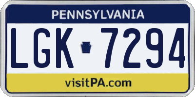 PA license plate LGK7294