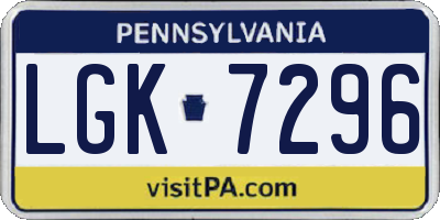 PA license plate LGK7296