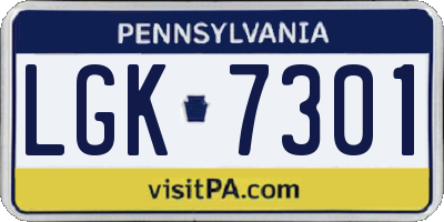 PA license plate LGK7301