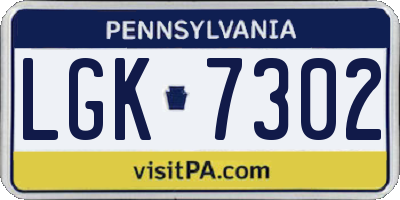 PA license plate LGK7302