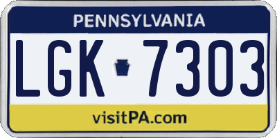 PA license plate LGK7303