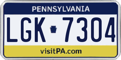 PA license plate LGK7304