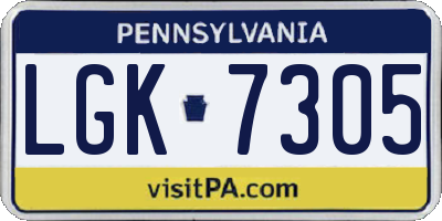 PA license plate LGK7305