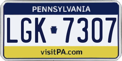 PA license plate LGK7307